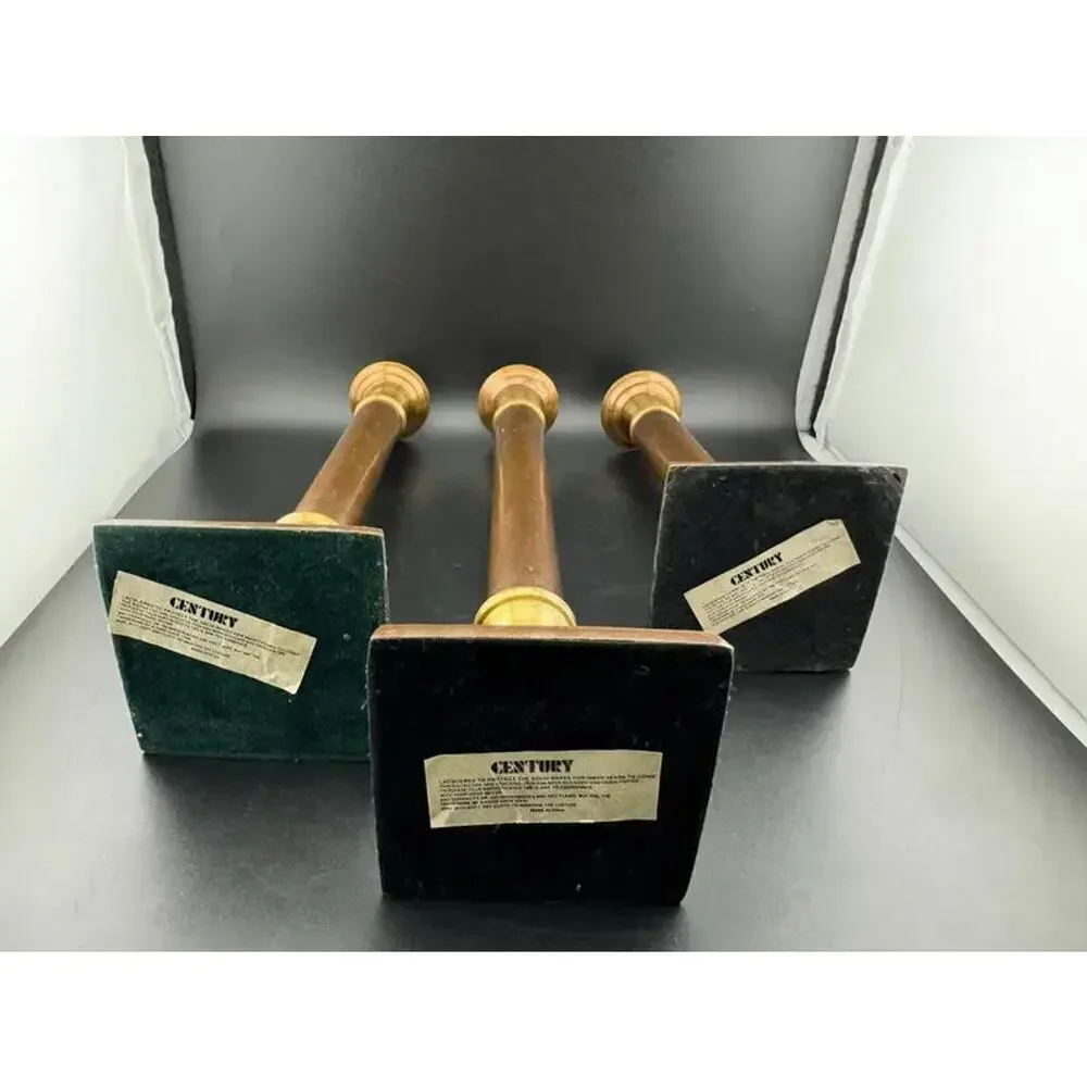 Two-Tone Brass Taper Candlesticks, Set of 3